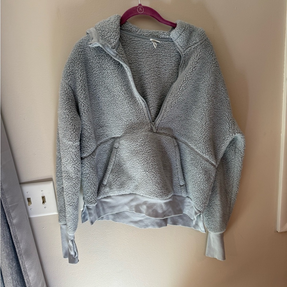 All in Motion Light Gray Sherpa Pullover